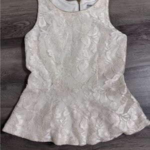 Express Cream Lace Sleeveless Blouse